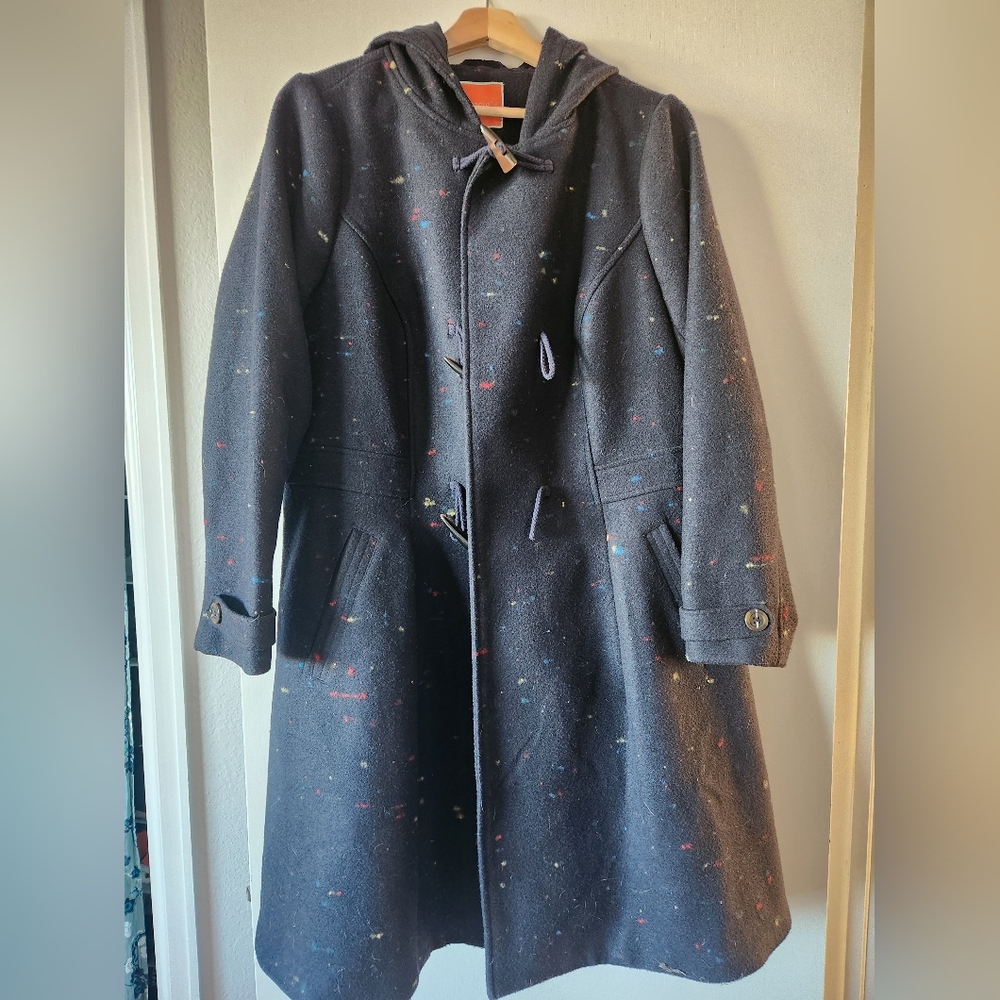 Toggle Pea Coat navy speckle fabric